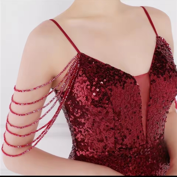 Gllamorous Wine Sequin Backless Dress - Picture 10 of 13
